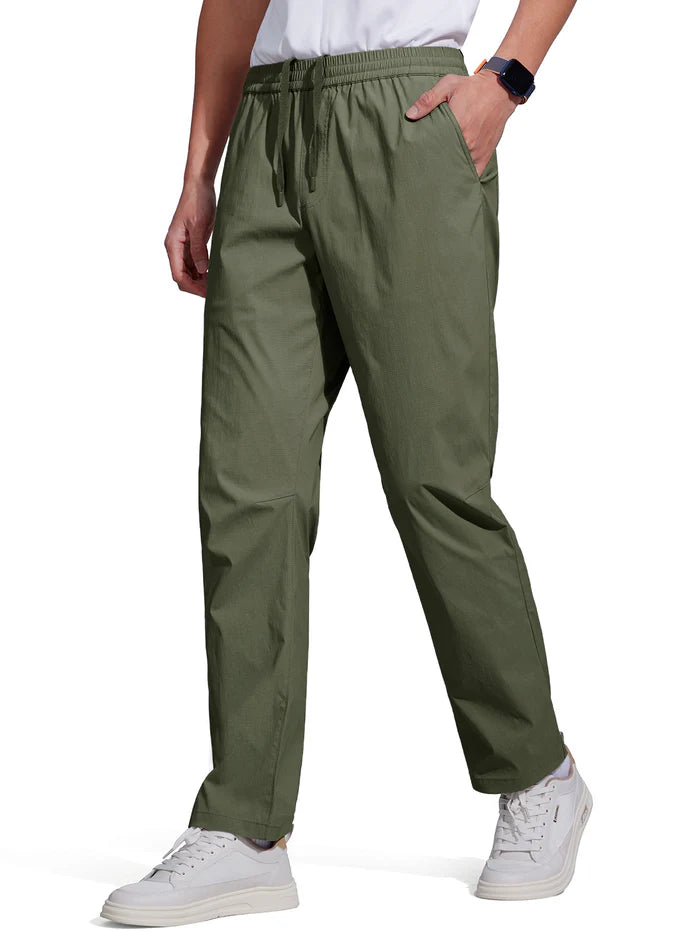 FREE SOLDlER Men's Elastic WaistLightweight Water Resistant Quick-DryHiking Outdoor Sweatpants Pants