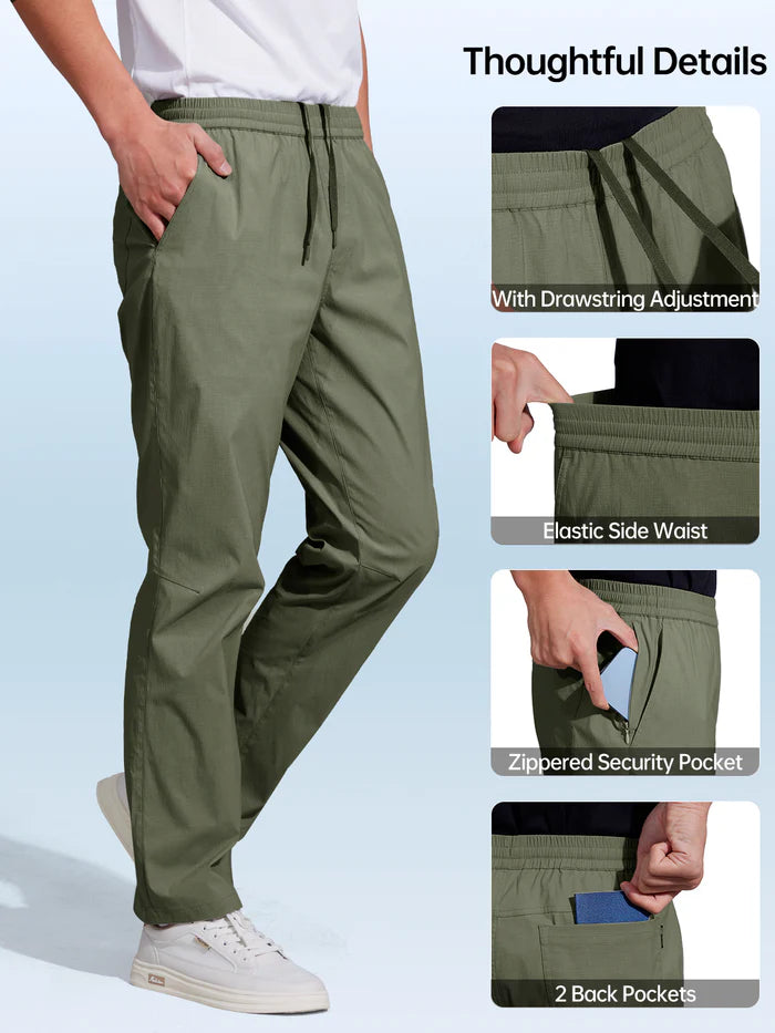 FREE SOLDlER Men's Elastic WaistLightweight Water Resistant Quick-DryHiking Outdoor Sweatpants Pants