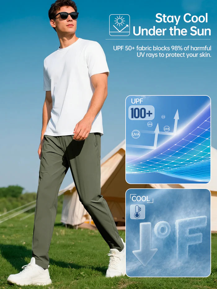 FREE SOLDlER Men's Elastic WaistLightweight Water Resistant Quick-DryHiking Outdoor Sweatpants Pants
