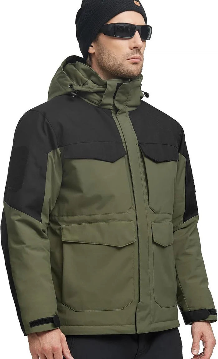 SHARP Men's Warm & Waterproof skiWinter Jacket w/ Multi Pockets &Detachable Hood
