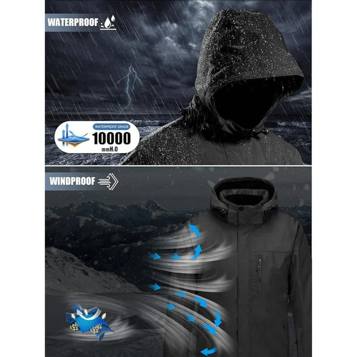 WHALE Men's Waterproof Warm Fleece Lined Ski Jacket