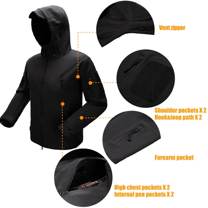 SHARKSKIN Men’s Warm Waterproof Softshell Tactical Hiking Jacket