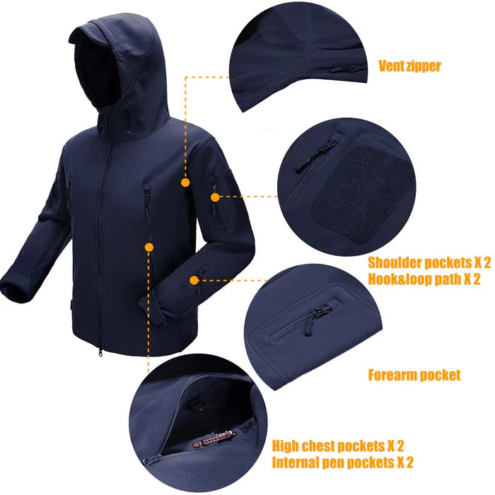 SHARKSKIN Men’s Warm Waterproof Softshell Tactical Hiking Jacket