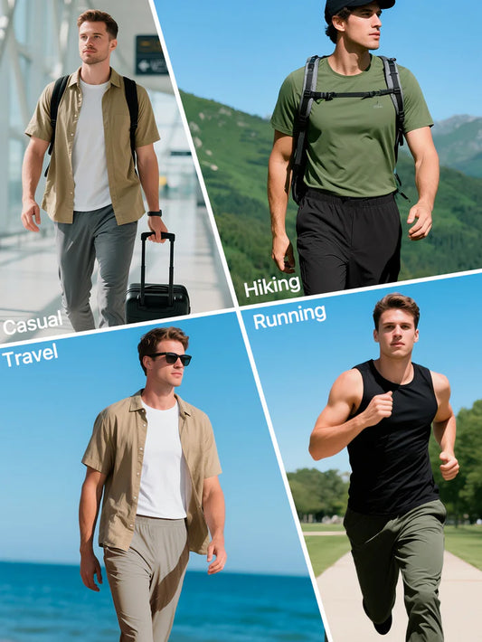 FREE SOLDlER Men's Elastic WaistLightweight Water Resistant Quick-DryHiking Outdoor Sweatpants Pants