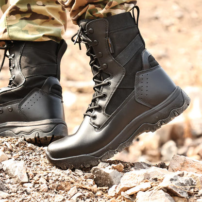 HOPPER 8" Men's Military TacticaBlack Leather Boots