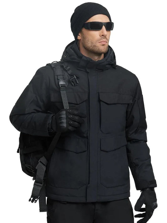 SHARP Men's Warm & Waterproof skiWinter Jacket w/ Multi Pockets &Detachable Hood