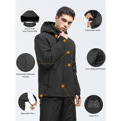 WHALE Men's Waterproof Warm Fleece Lined Ski Jacket